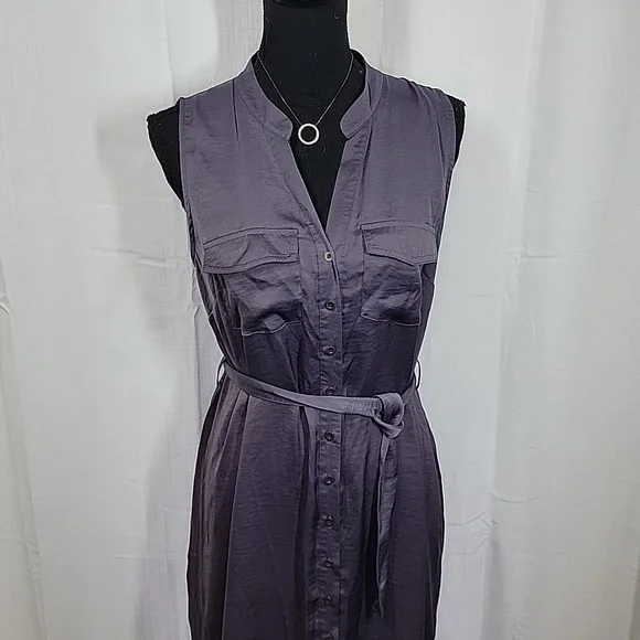 Motherhood Maternity Sleeveless Button-up Dress w/Belt - Picture 6 of 16